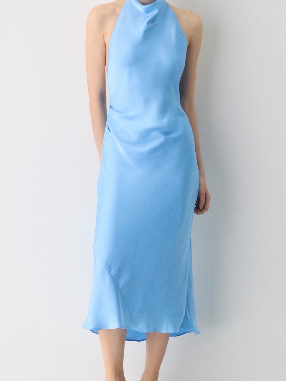 Aritzia Ten Babaton Audience Postcard Blue Halter Slip Dress Size 4
